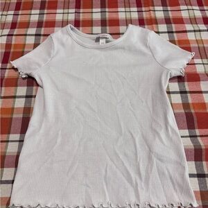 White Ribbed Short Sleeve Top